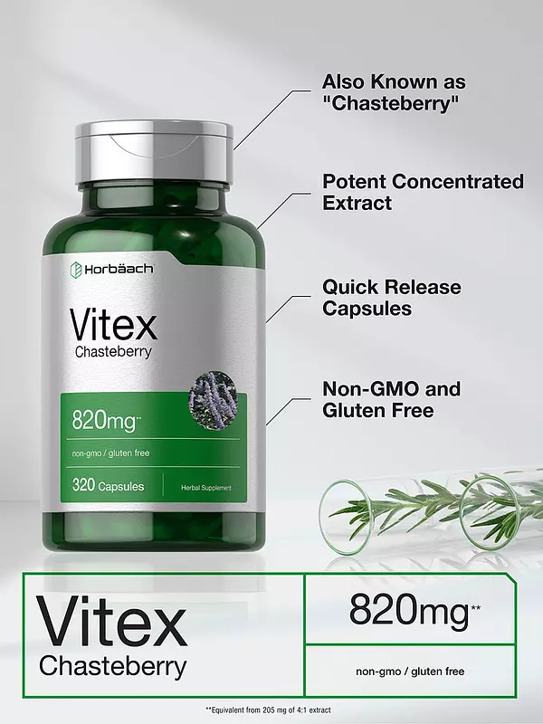 Salud y Equipamiento Médico - Vitex Berry Sauzgatillo 820 Mg 320 Cap Horbaach 3