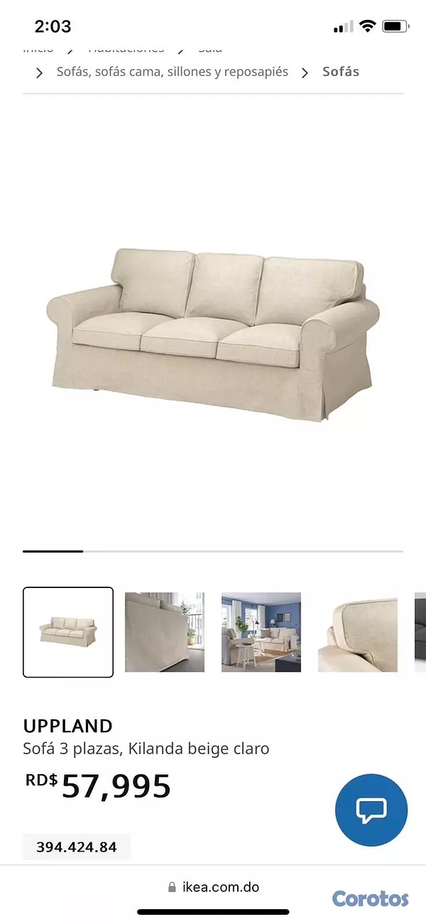 muebles y colchones - se vende sofa de IKEA está nuevo lo vendo por qué no encaja en n la decoración  4
