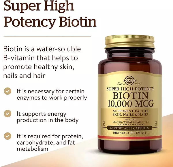 Salud y Equipamiento Médico - Biotina 10000 Mcg Piel, Uñas, Cabello Y Metabolismo 60 Cap 3