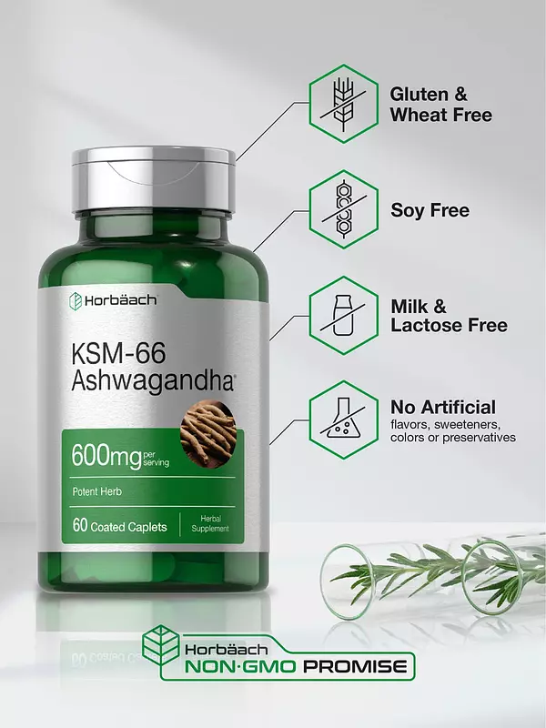 Salud y Equipamiento Médico - Ksm-66 Ashwagandha 600mg 60 Cap Horbaach 4