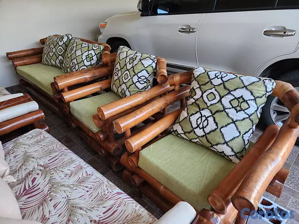 muebles y colchones - Juego Sofá de Bambu con mesa de centro 7