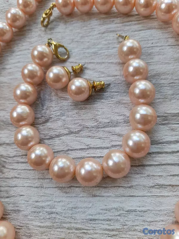 joyas, relojes y accesorios - Se vende juego de Perla Rosada Vintange, Marvella  3