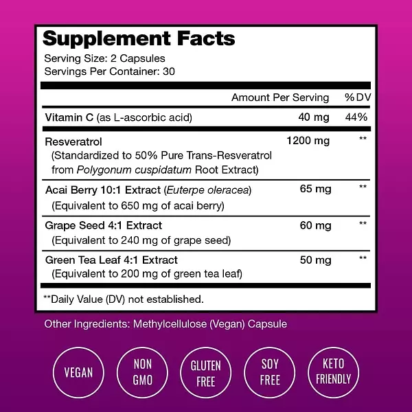 Salud y Equipamiento Médico - Resveratrol 60 Cap Nutrachamps - U - Unidad A $3315 2