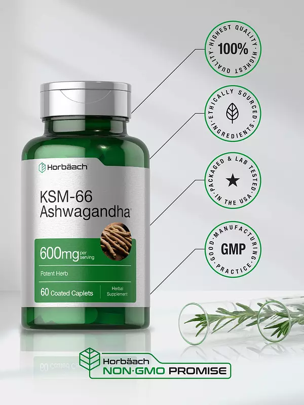Salud y Equipamiento Médico - Ksm-66 Ashwagandha 600mg 60 Cap Horbaach 5