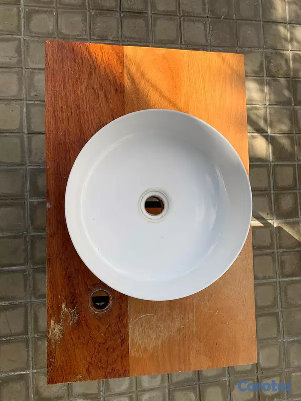 decoración y accesorios - LAVAMANOS REDONDO EN PORCELANA EMPOTRADO EN MUEBLE 2