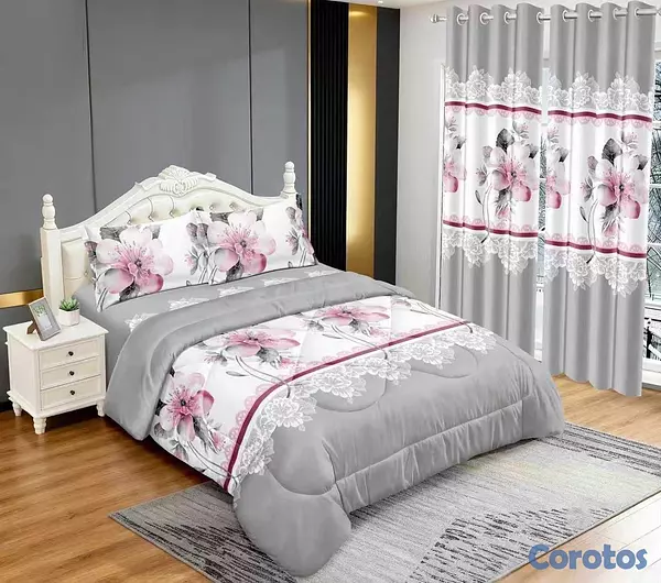 muebles y colchones - juego de colcha 5 piezas para cama de queen  13