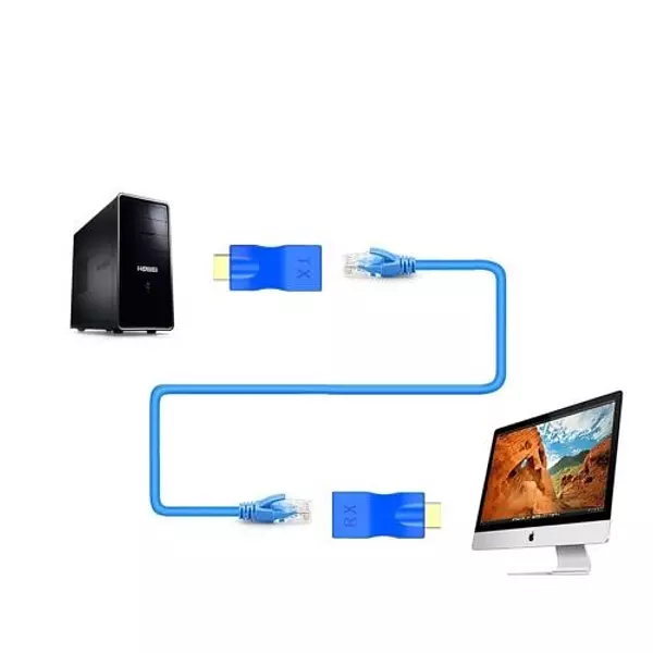 accesorios para electronica - Extensor Hdmi a RJ45 30 MTS Color Azul LAN Ethernet Port 4k HDMI Network 2