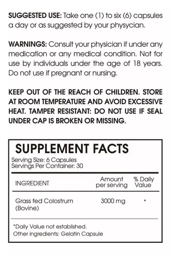 Salud y Equipamiento Médico - Colostrum 3000 Mg 180 Capsulas - U - Unidad A $3266 2