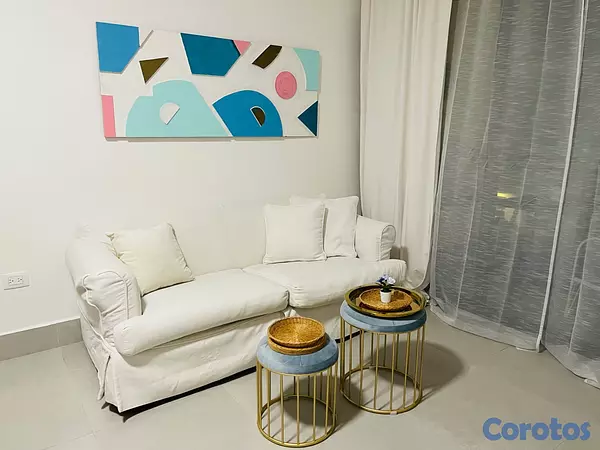 muebles y colchones - Sofa blanco de tela  5