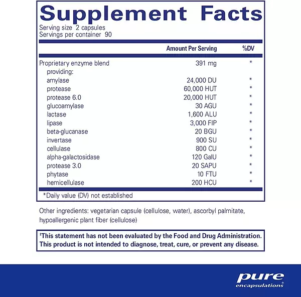 Salud y Equipamiento Médico - Enzimas Digestivas Pure 180 capsulas 2