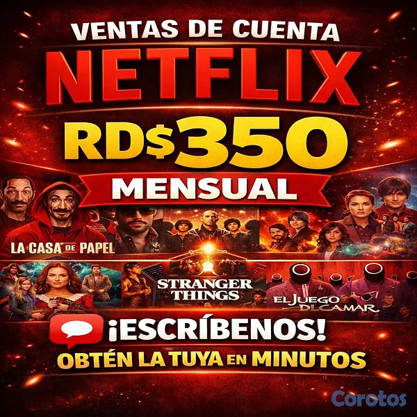 servicios profesionales - Cuenta Netflix RD$350 mensual