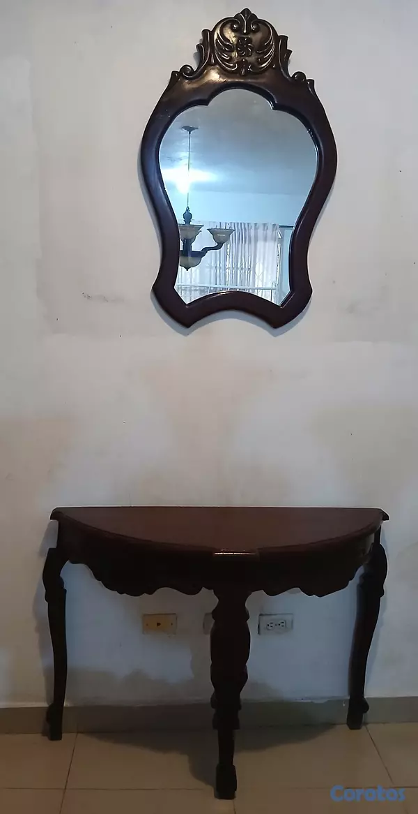 decoración y accesorios - Hermosa Repisa de caoba con su Espejo 2