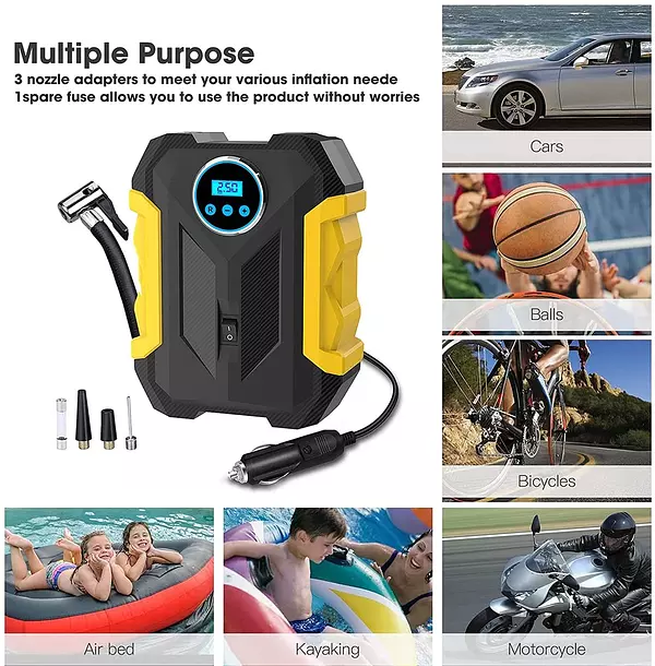herramientas, jardines y exterior - Compresor De Aire Digital Para Auto Bomba Infladora Portátil  8
