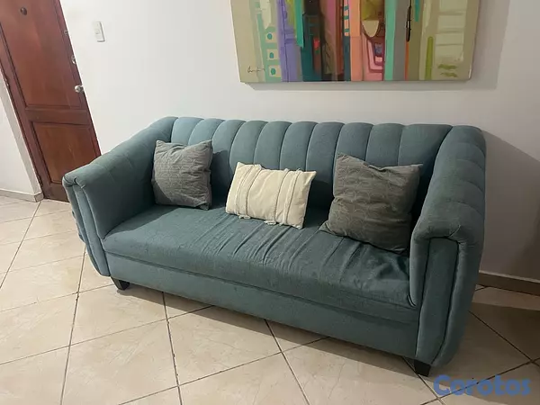muebles y colchones - Juego de sala moderno de 2 piezas (Sofá + Loveseat) - Color Azul 
 2