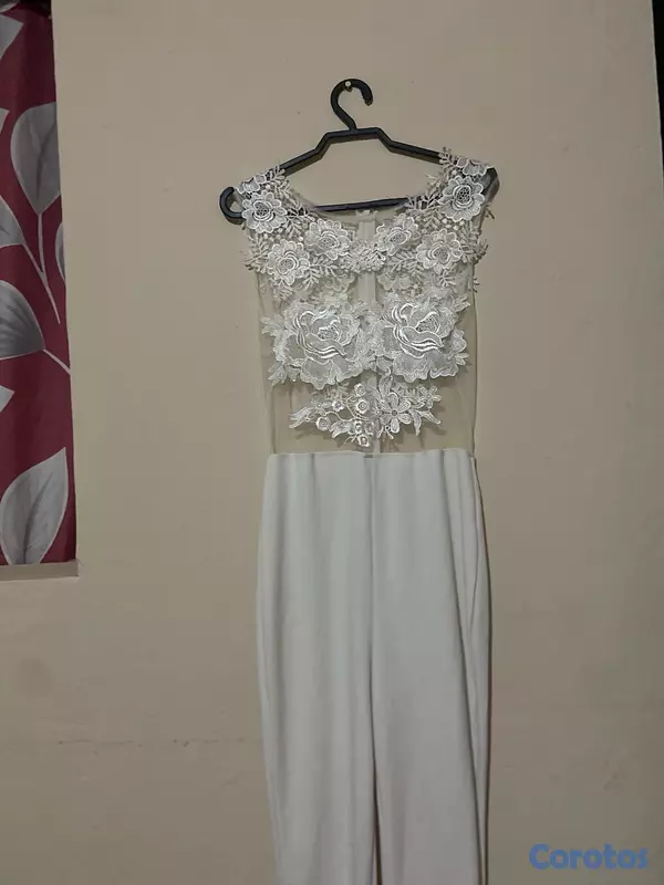 ropa para mujer - enterizo blanco encaje trasparente y florar blanco  2