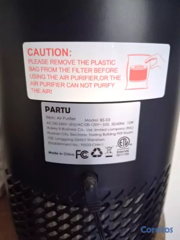 electrodomesticos - Purificador de Aire Partu BS-03 Compacto Usado com 3
