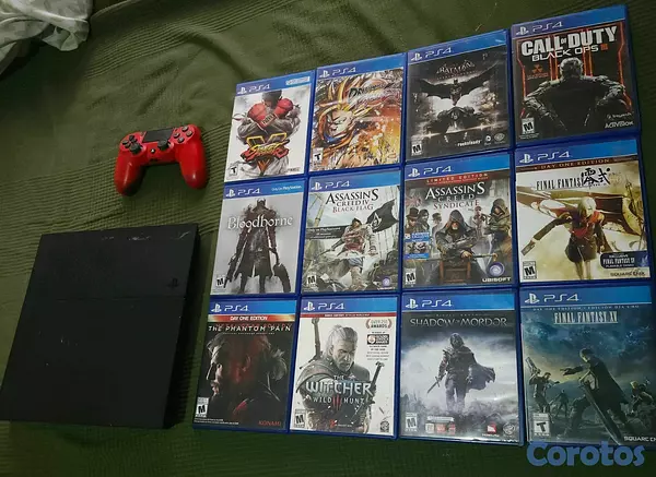 consolas y videojuegos - Play Station 4 con mando, cables y 12 juegos de alta calidad (3 juegos premiados 2