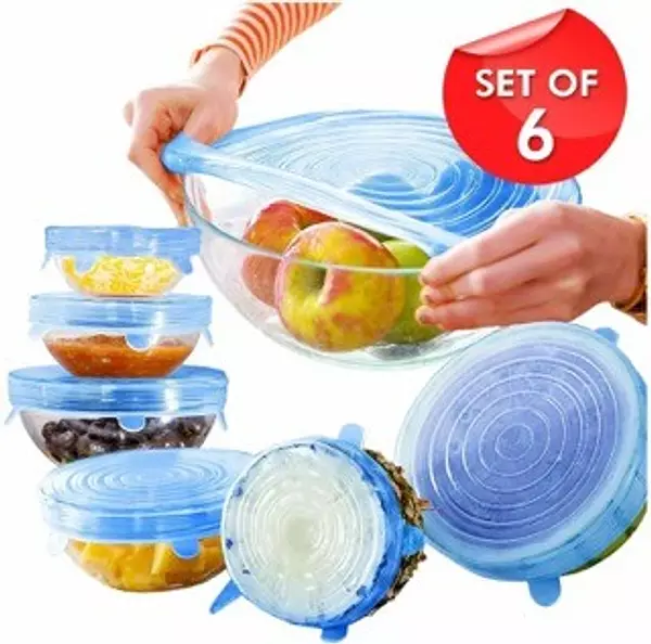 cocina - Tapas de silicona elásticas 6 piezas Cubierta de alimentos, varios tamaños 2