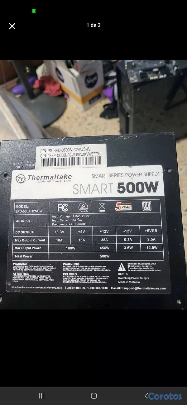 computadoras y laptops - se vende fuente de poder de 500W y placa madre A320M-S2H  3