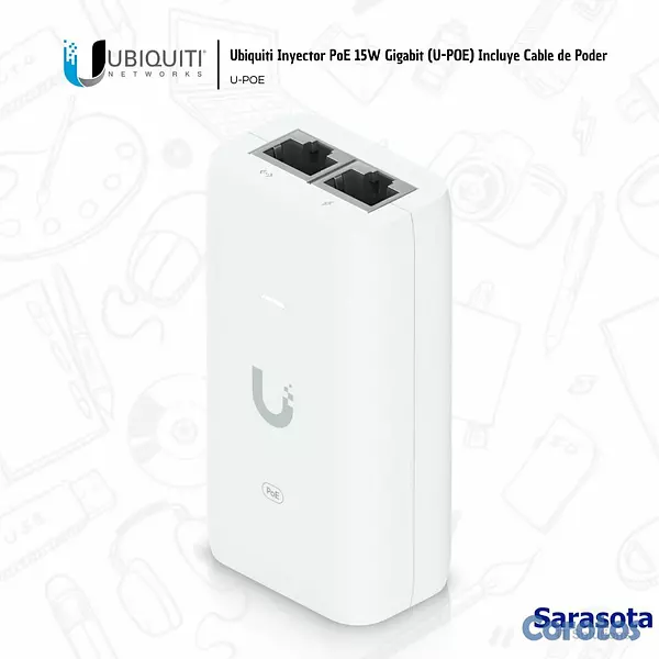 accesorios para electronica - Ubiquiti Inyector PoE 15W Gigabit (U-POE) 2