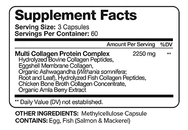 Salud y Equipamiento Médico - Multicolageno De 2250 Mg 180 Cap De Colageno Nutrivein 3