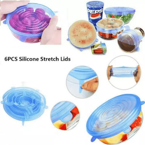 cocina - Tapas de silicona elásticas 6 piezas Cubierta de alimentos, varios tamaños 3
