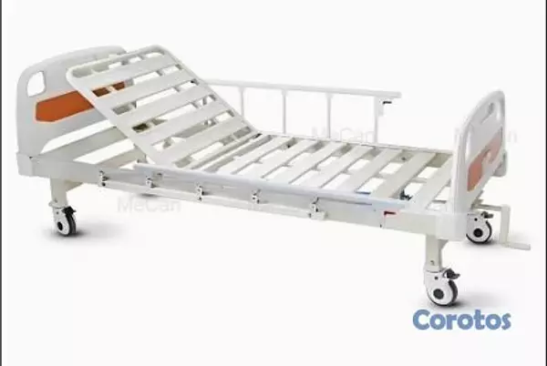 Salud y Equipamiento Médico - Cama hospitalaria ajustable con ruedas y barandill 3