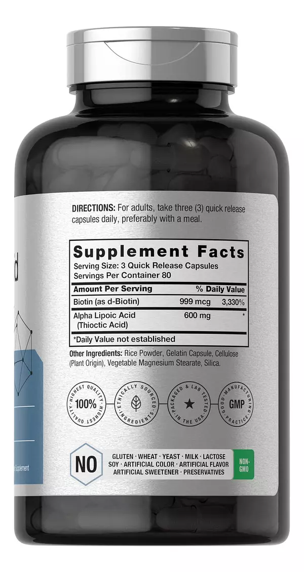 Salud y Equipamiento Médico - Acido Alfa Lipoico 600mg 240 capsulas Horbaach 2