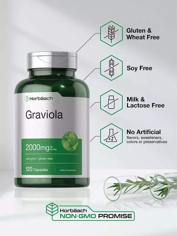 Salud y Equipamiento Médico - Extracto De Graviola 2000 Mg 120 Cap Horbaach 4