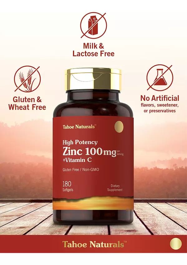 Salud y Equipamiento Médico - Suplemento De Zinc 100mg Con Vitamina C 180 capsulas Carlyle 5