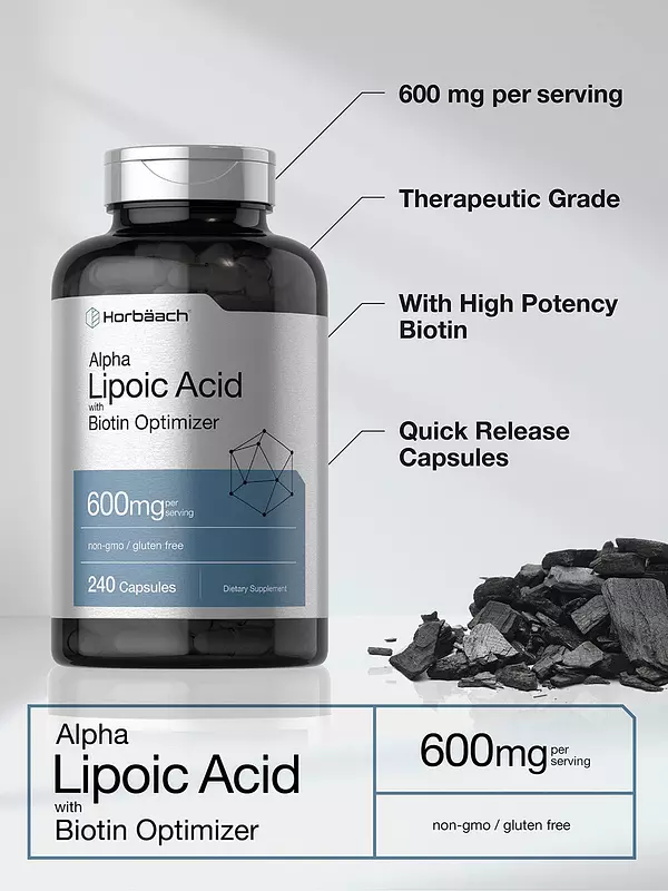 Salud y Equipamiento Médico - Acido Alfa Lipoico 600mg 240 capsulas Horbaach 3