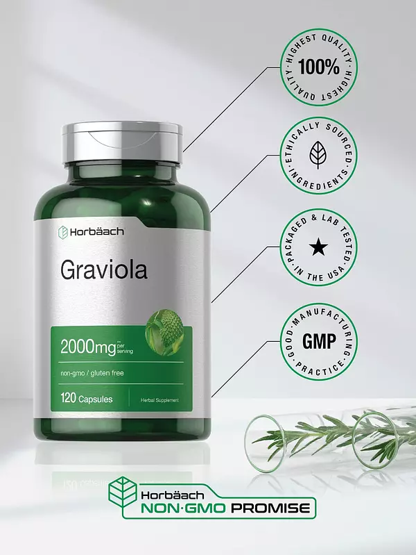 Salud y Equipamiento Médico - Extracto De Graviola 2000 Mg 120 Cap Horbaach 5