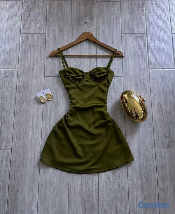 ropa para mujer - Vestido corto oliva  2