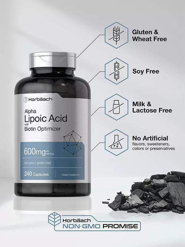 Salud y Equipamiento Médico - Acido Alfa Lipoico 600mg 240 capsulas Horbaach 4