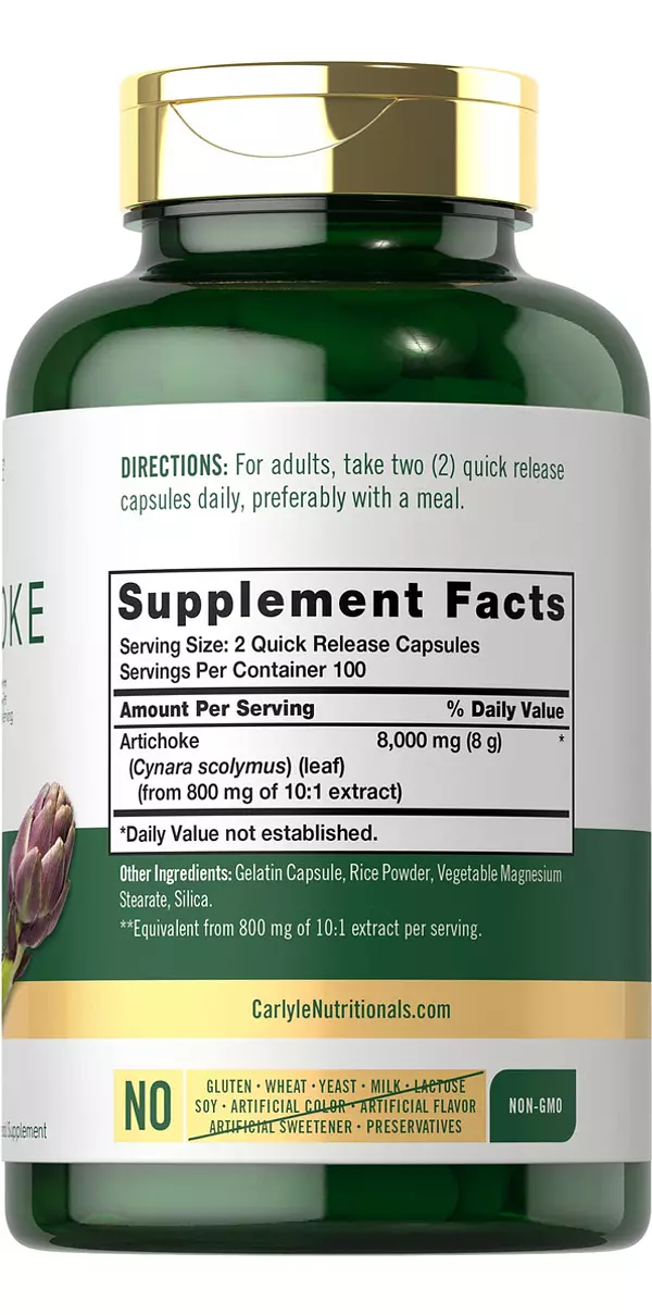Salud y Equipamiento Médico - Extracto De Alcachofa 8000 Mg 200 Cap Carlyle 2