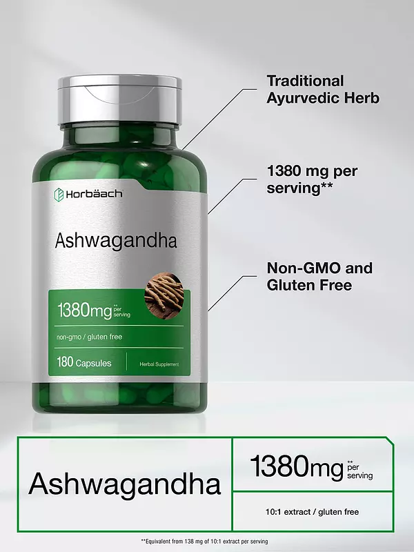 Salud y Equipamiento Médico - Ashwagandha 1380mg 180cap Horbaach 3