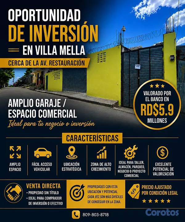 solares y terrenos - !OPORTUNIDAD COMERCIAL EN VILLA MELLA!🚨 9
