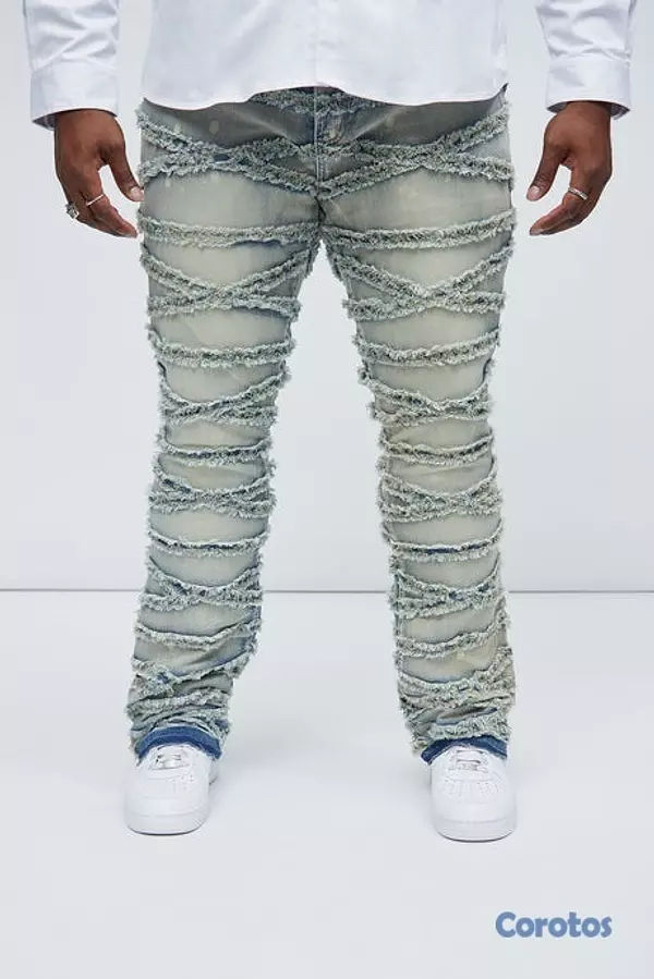 ropa para hombre - pantalón de Mezclilla pierna Ancha  4