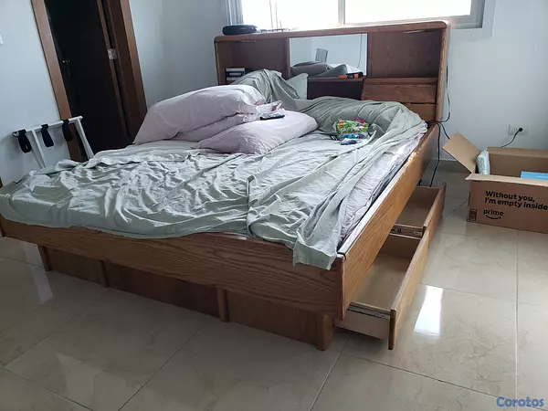 muebles y colchones - Cama de colchone agua tamano "KING"  La joya modelo roble Maderera en Roble 8