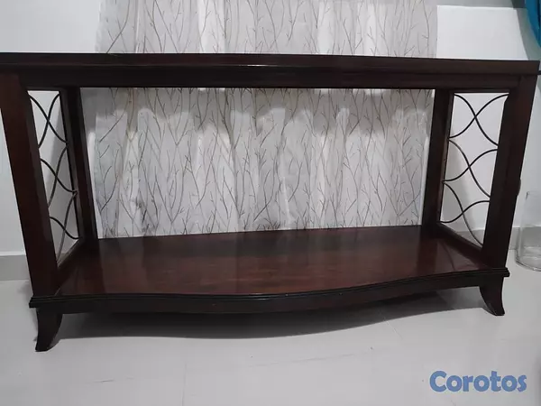 decoración y accesorios - Mesa de caoba tope de vidrio  1