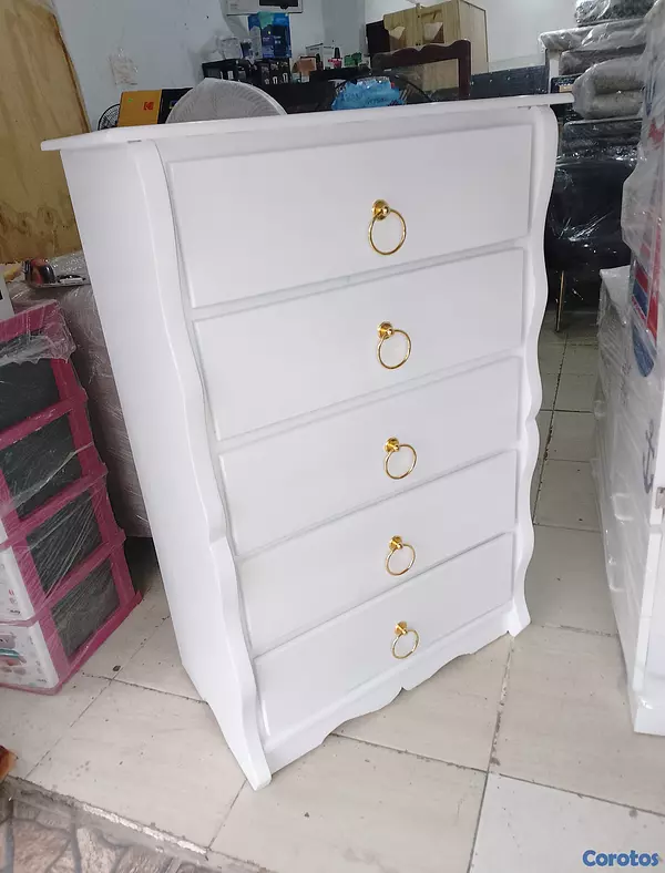muebles y colchones - Biuro de 5 Gavetas en Madera 
Disponible en Color Blanco  5