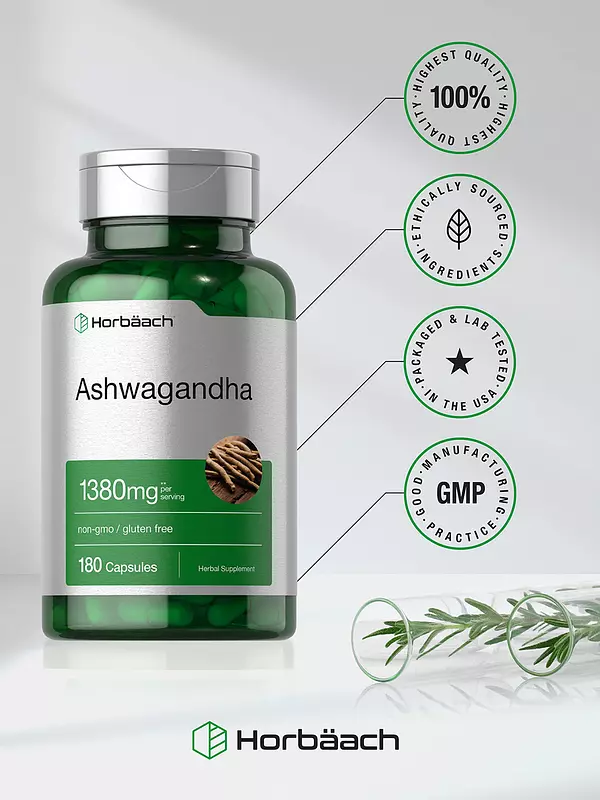 Salud y Equipamiento Médico - Ashwagandha 1380mg 180cap Horbaach 5