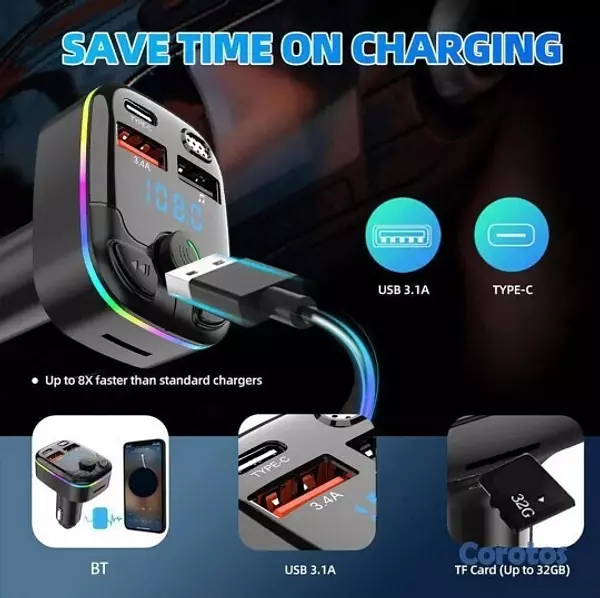accesorios para vehiculos - Radio bluetooth 5.0 para autos USB y cargador 2