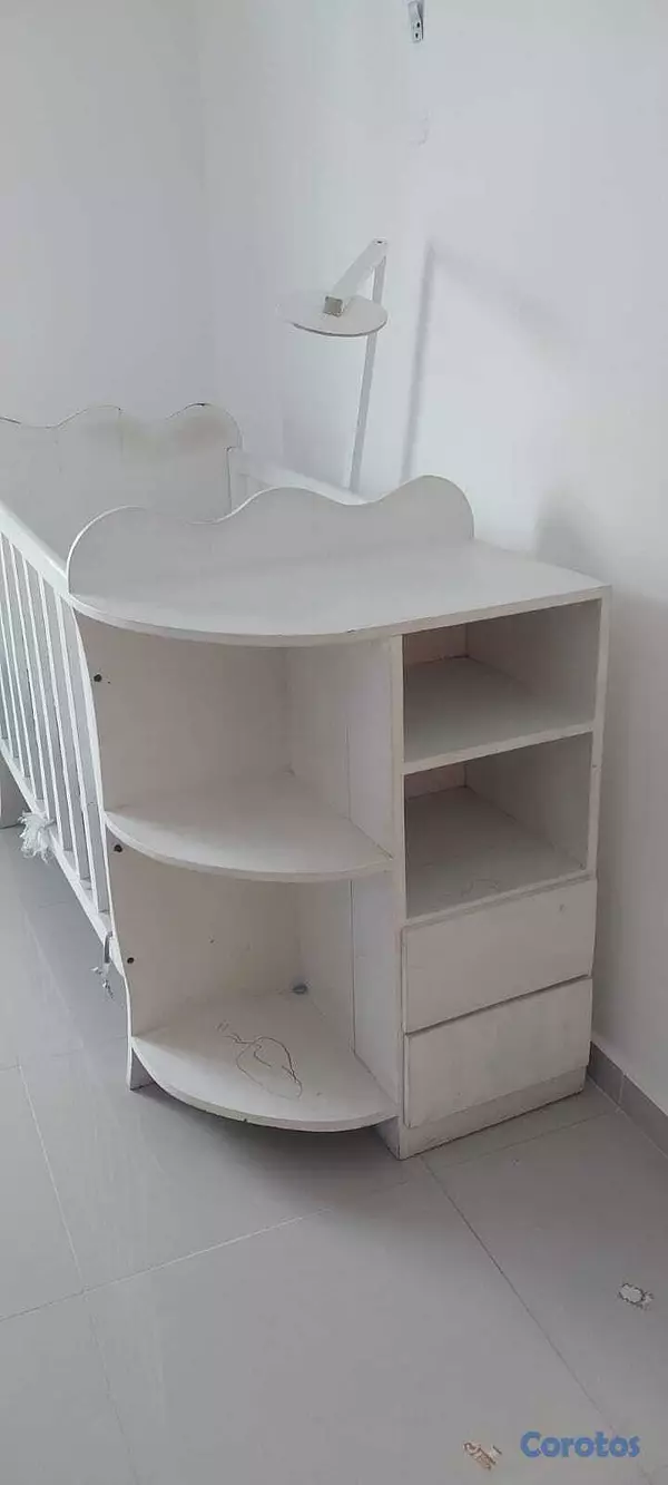 muebles - Cuna de bebé con cambiador y almacenamiento + colc 11
