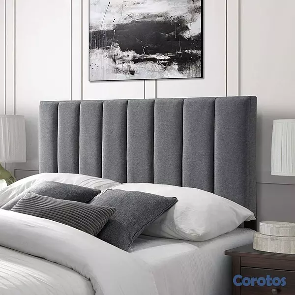muebles y colchones - Cama tapizada color Beige+ Colchon. Nueva 2