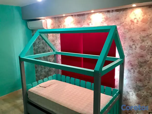 muebles y colchones - CAMA TIPO CASITA PARA NIÑOS CON CAMAROTE INFERIOR 2