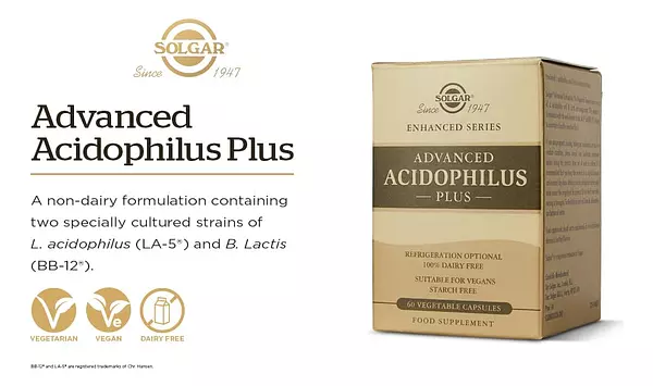 Salud y Equipamiento Médico - Solgar Advanced Acidophilus Plus 120 Capsulas Flora 3