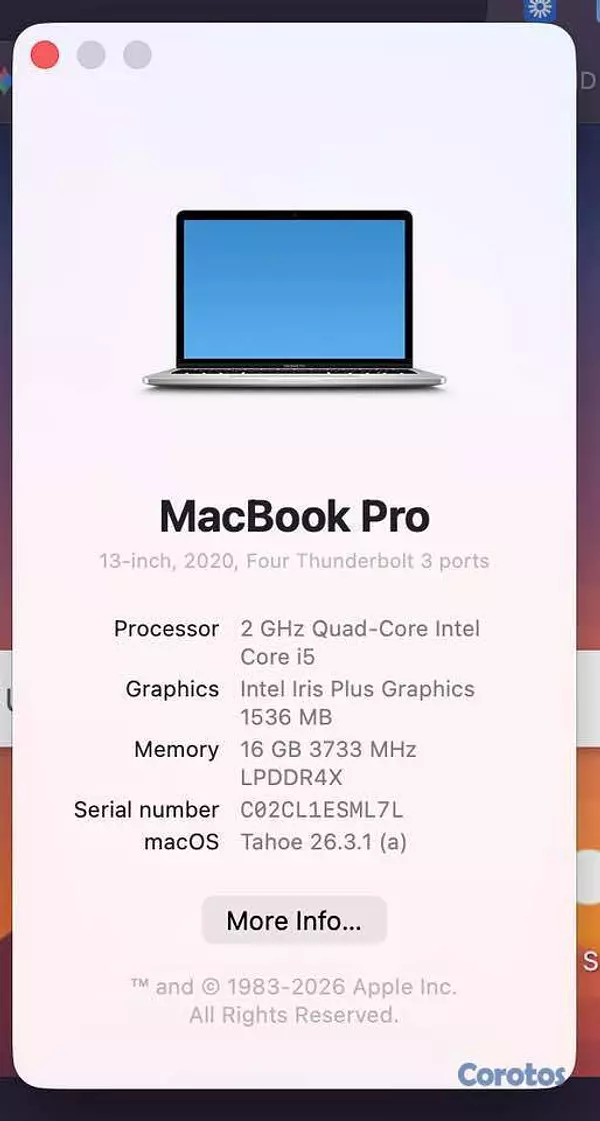 computadoras y laptops - 💻 MacBook Pro 13” 2020 — Como Nueva 1