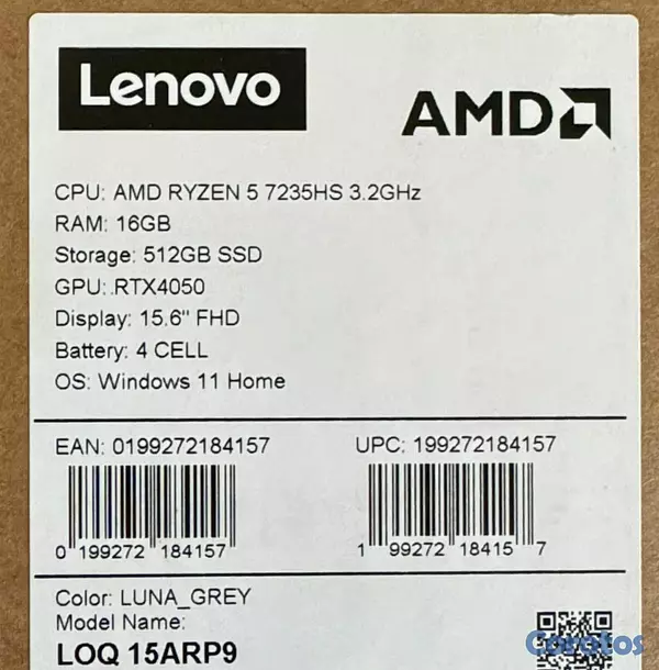 computadoras y laptops - LAPTOP LENOVO LOQ 15" 512GB+16GB RTX4050 RYZEN 5 N 3