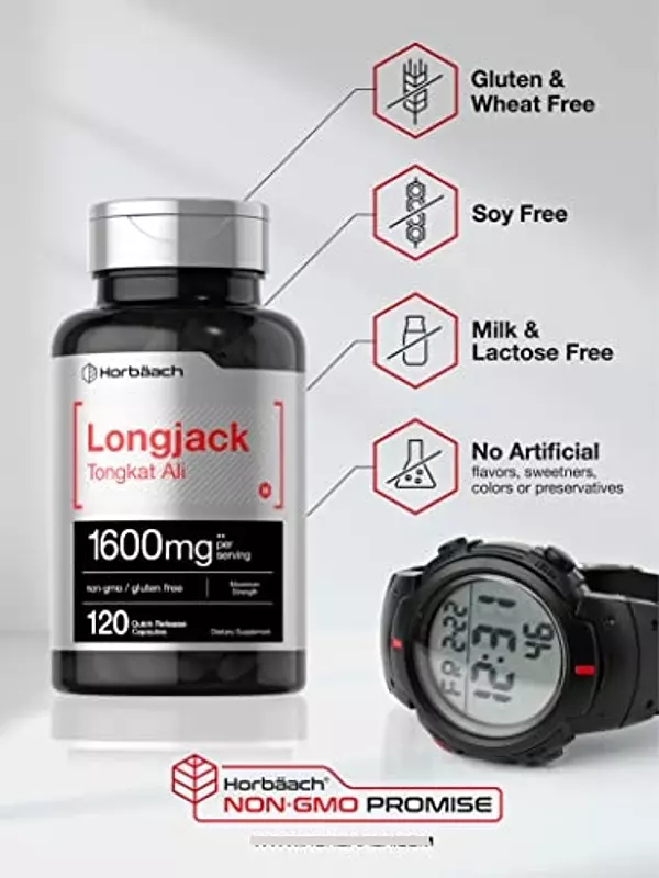 Salud y Equipamiento Médico - Longjack Tongkat Ali 1600 Mg 120 Capsulas Horbaach 5
